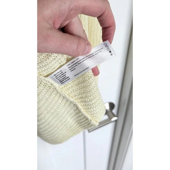 Eileen Fisher 100% Organic Linen Pullover Light Sweater Yellow sz M - Picture 4 of 6